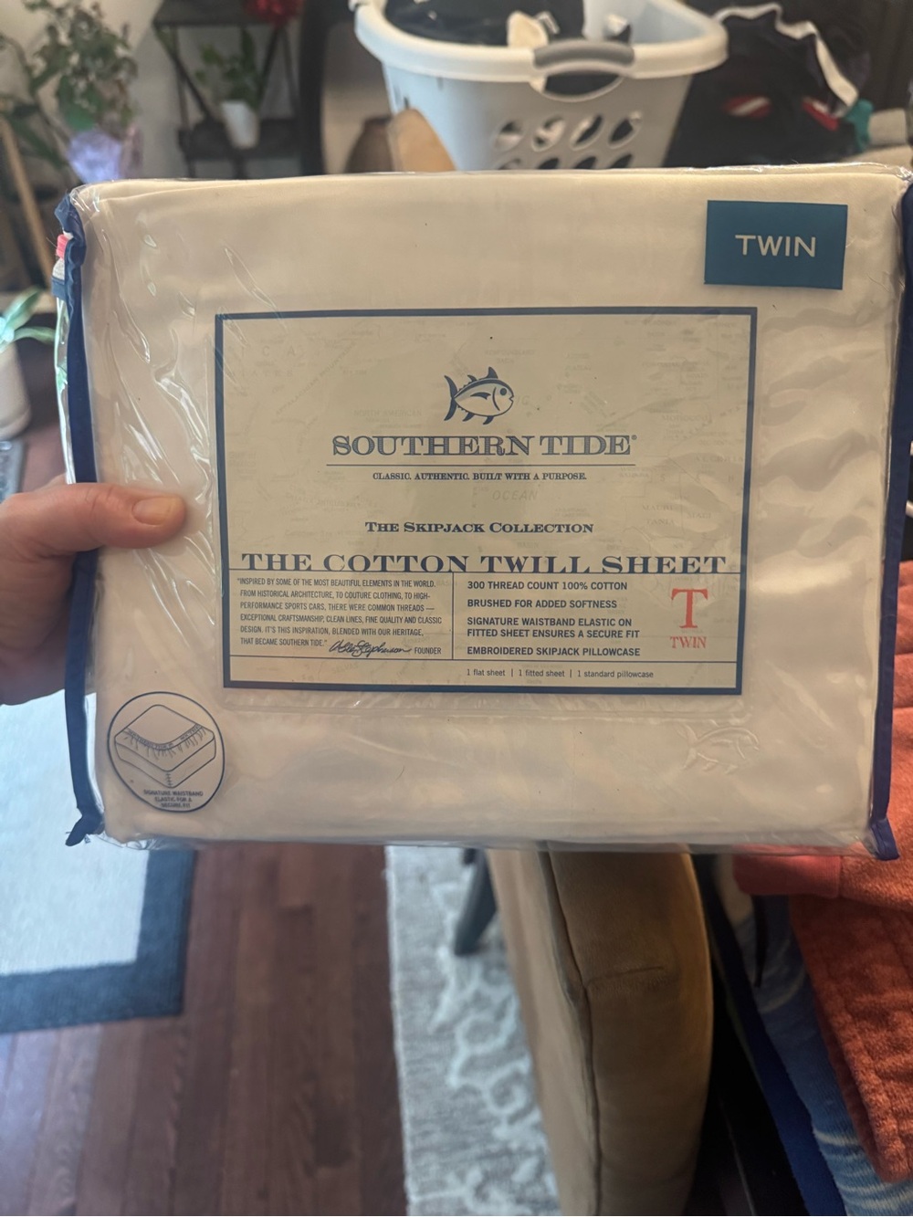 Southern Tide Twin Cotton Twill Sheet - White